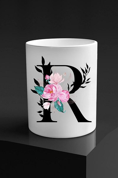 yhfoto Double Coffee Cup with Letter R without Handle - 300 Ml. - Water Glass - Cup151