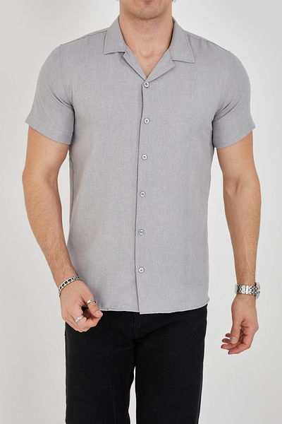 ENZİM JEANS Men's Slim Fit Polycotton Short Sleeve Shirt