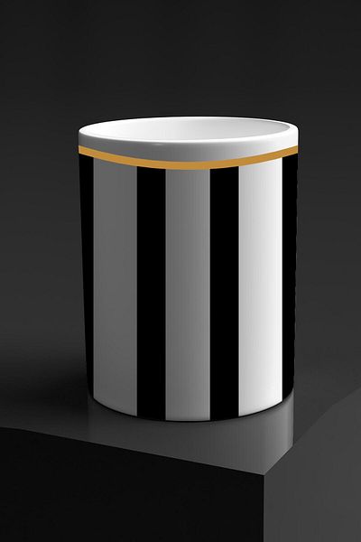 yhfoto Vertical Striped Handleless Double Coffee Cup - 300 Ml. - Water glass -