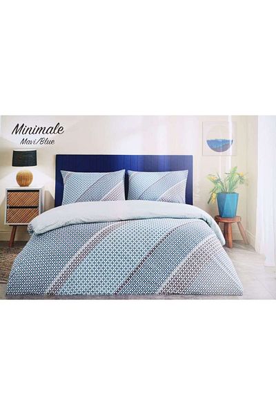 Özdilek Set cuvertură de pat dublă albastră Minimal