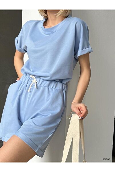 rengamoda Жіночий двоколірний комплект з шортами з двошарової тканини (кольоровий)