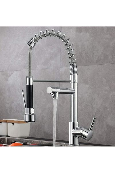 HMS Industrial Kitchen Sink Faucet - Double Headed and Spiraled