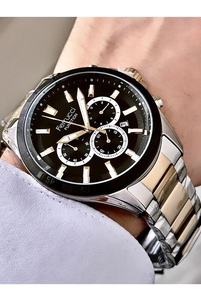 Ferrucci Men's Multifunctional Metal Band Wristwatch