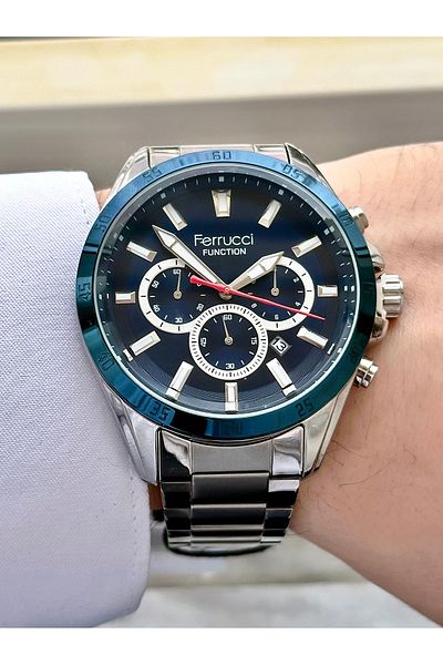Ferrucci Men's Multifunctional Metal Band Wristwatch
