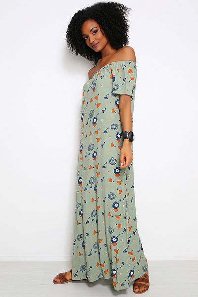 AVORWE Rochie cu decolteu Madonna cu modele florale