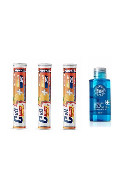 Apexis Vitamin C and Vitamin D 1000 Mg - Zinc 20 Effervescent Tb X 3 Pieces (100 Ml Hand Sanitizer)