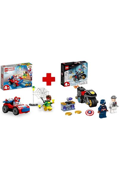 Disney Spiderman Set of 2 Spider-Man and His Friend Captain America, DocSpiderman vs. Octopus and Hydra Spider Man