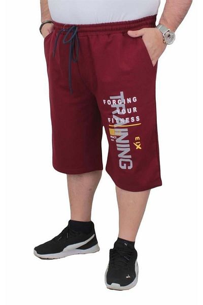 Starbattal Men's Plus Size Combed Cotton Shorts Training 24633 Claret Red