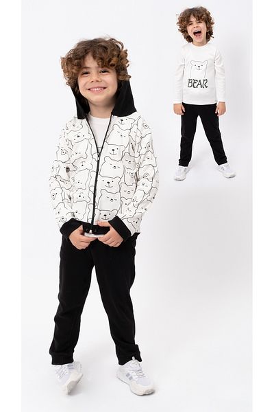 Bubito Hello Bears Patterned 3-Piece Baby Set-Black