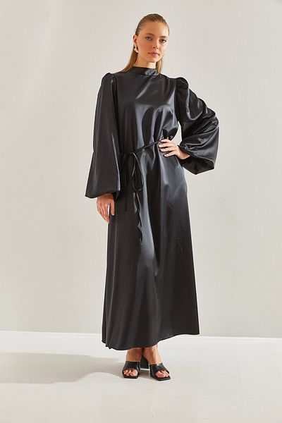 Bianco Lucci Modest Women's Belted Balloon Sleeve Hijab Dress60151023