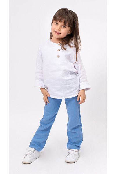 Bubito Unisex Baby&Child 100% Cotton Muslin Lower Top Pajama Set-Light Blue