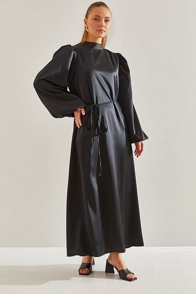 Bianco Lucci Modest Women's Belted Balloon Sleeve Hijab Dress60151023