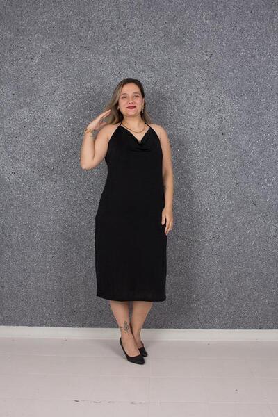 Truva XXL Plus Size Halter Candy Fabric Back Low-cut Dress Colorful Elb642