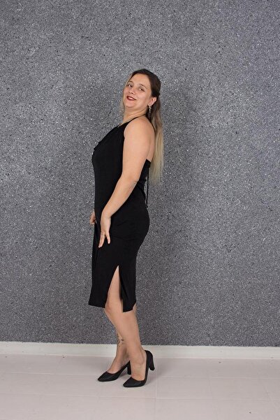 Truva XXL Φόρεμα με λαιμόκοψη σε μεγάλο μέγεθος από ύφασμα καραμέλα με λαιμόκοψη στην πλάτη, πολύχρωμο φόρεμα Elb642