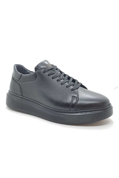 Neco μαύρο sneaker με ψηλή σόλα από γνήσιο δέρμα ορθοπεδική σόλα