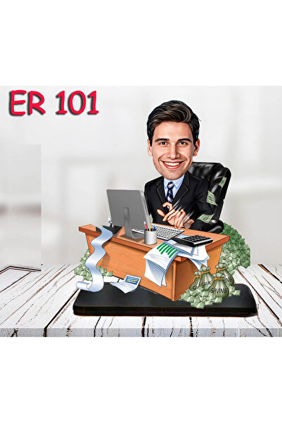 Özcan Tasarım Kişiye Özel Ahşap Biblo - Masa Başı Karikatür Biblo - Erkek Bib...