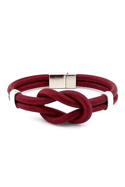 Solfera Claret Red Alaçatı Knot Leather Men's Bracelet M052H