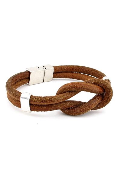 Solfera Tan Alaçatı Knot Leather Men's Bracelet M052B