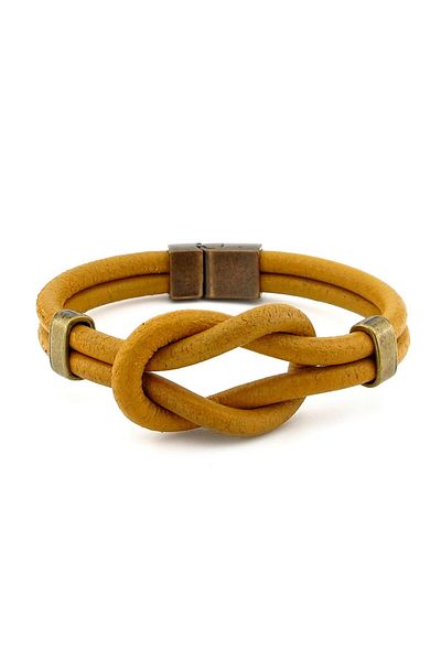 Solfera Yellow Alaçatı Knot Leather Men's Bracelet M052F