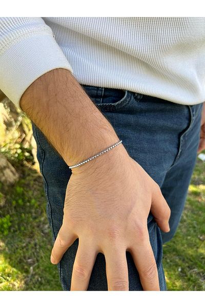 Piercing Market Steel & Silver Men's Steel Auger Model 316 L Stainless Anti-Tarnish Bracelet