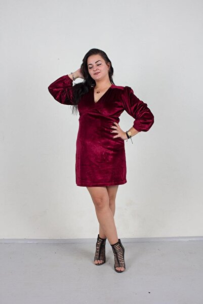 Truva XXL Plus Size Velvet Dress Kruveze Collar Colorful Elb582