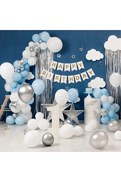 BKMC PARTY Στολίδι σετ γενεθλίων 55 τεμαχίων μπαλόνι μπλε