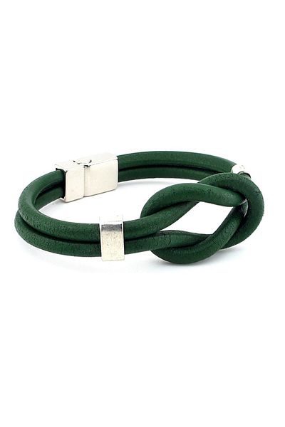 Solfera Green Alaçatı Knot Leather Men's Bracelet M052G