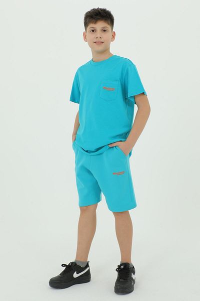 Black One Set dublu tricou și pantaloni scurți cu decolteu cu imprimeu