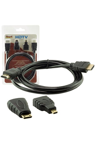 nelerbulurum 1.5 METRE 3'LÜ SET ALTIN UÇLU  HDMI KABLO HDMI'DAN (MICRO HDMI)-...