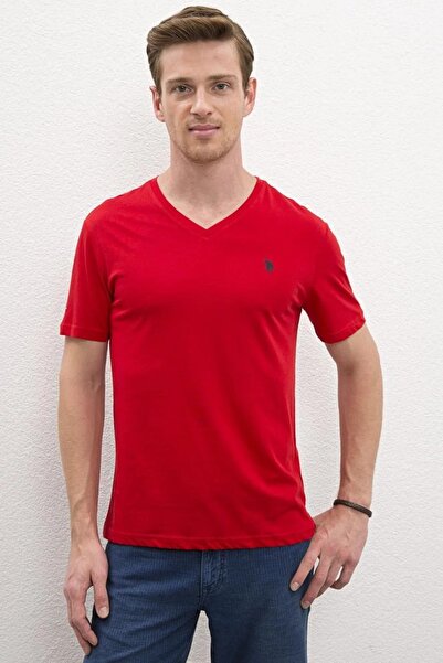 U.S. Polo Assn. Erkek Basic Kırmızı V-yaka T-shirt