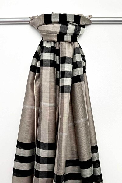 BECCASTYLE Plaid Pattern Silk Shawl, Plaid Shawl, Checkered Shawl, Burberry Shawl, Imported Silk Plaid Shawl, Mink Shawl, Camel