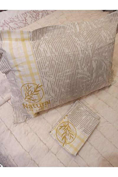 ŞENER HOME Κίτρινο Natural Life Βαμβακερό Μαξιλάρι Πηλός 50x70 cm Σετ 2
