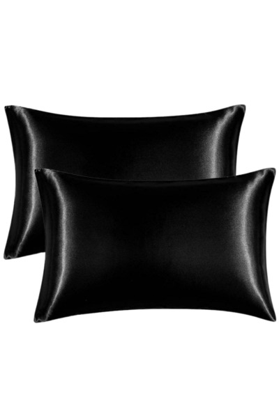satinity Μαξιλαροθήκη Μεταξωτό Σατέν Μαύρο 50x70 εκ. 2 Τεμάχια