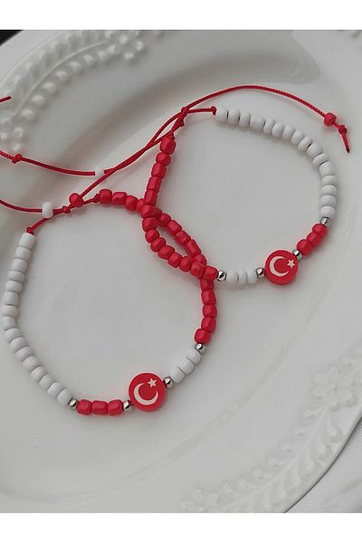 Amabel Jewelerys Kumboncuk Turkish Flag Figured 2-Piece Bracelet (23 April Special)