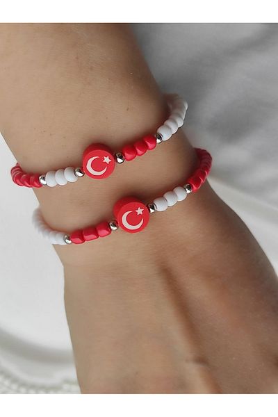 Amabel Jewelerys Kumboncuk Turkish Flag Figured 2-Piece Bracelet (23 April Special)