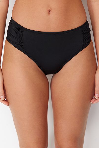 Trendyol Collection Schwarze drapierte Hipster-Bikinihose mit hoher Taille TBESS24BA00139