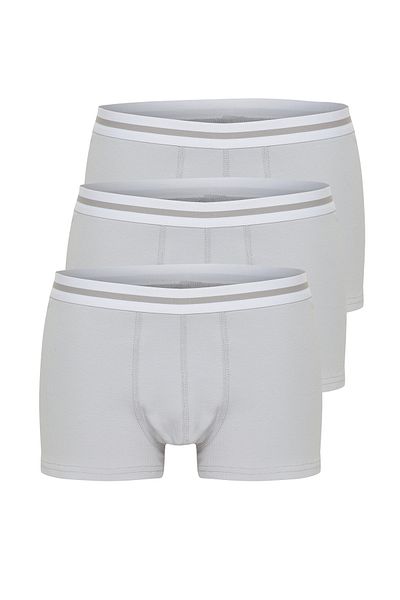 Trendyol Collection Pamut szürke csíkos 3 részes kamisole boxer szett - elasztikus alapmodell TMNSS24BX00008