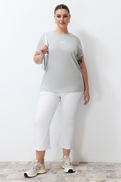 Trendyol Curve Gray Label Detailed Boyfriend Knitted T-shirt TBBSS24BF00038