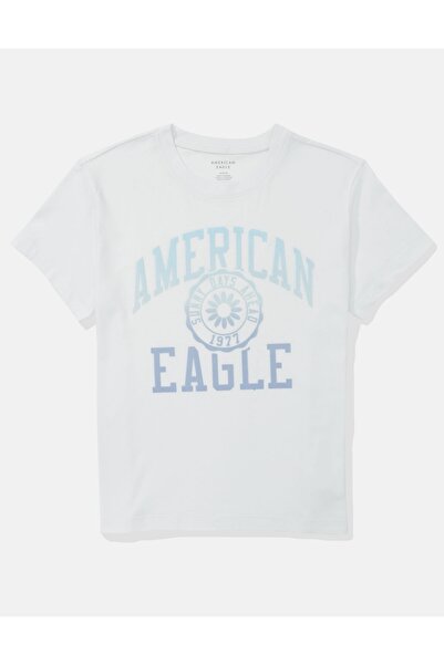 AMERICAN EAGLE تي شيرت أبيض للنساء/الفتيات U-0300-9314