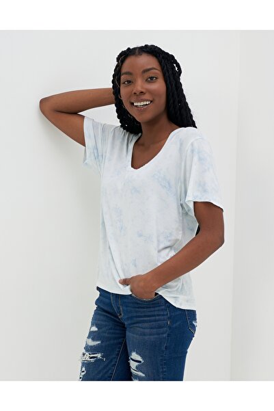 AMERICAN EAGLE تي شيرت أزرق للنساء/الفتيات U-2370-8806