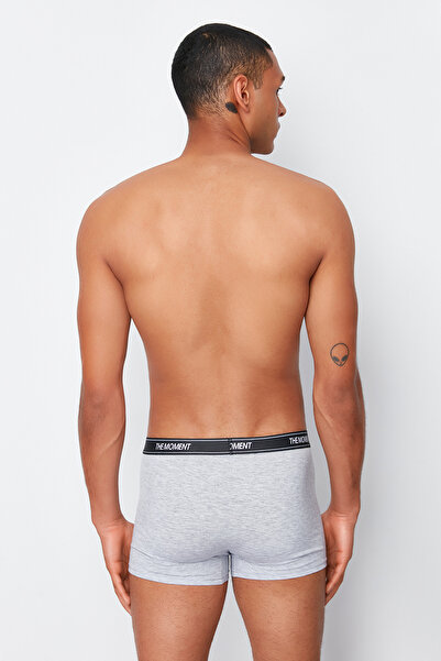Trendyol Collection 3-Piece Flexible Cotton Boxers with Multicolor Lettering Elastic Tmnaw24Bx00005