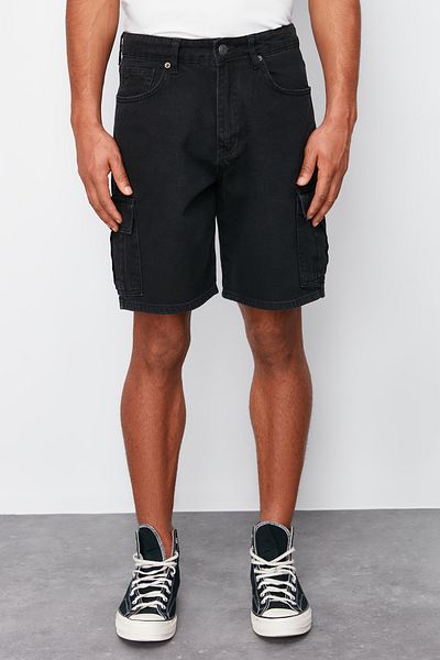 Trendyol Collection Чорні джинси Regular Fit Cargo з кишенями Сорт TMNSS24JE00013