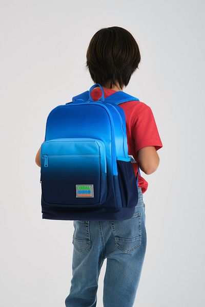 Coral High Kids Navy Blue Color Transitional Four Compartment School Backpack 23745