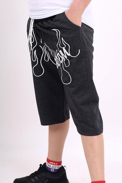 Çiggo Kids Capri/pantaloni scurți/bermude din bumbac pieptănat pentru băieți cu buzunare imprimate cu flacără