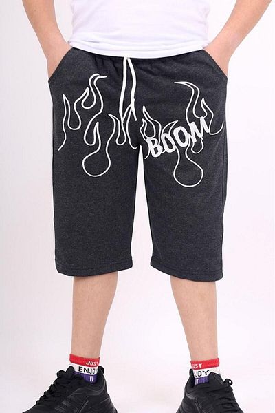 Çiggo Kids Capri/pantaloni scurți/bermude din bumbac pieptănat pentru băieți cu buzunare imprimate cu flacără