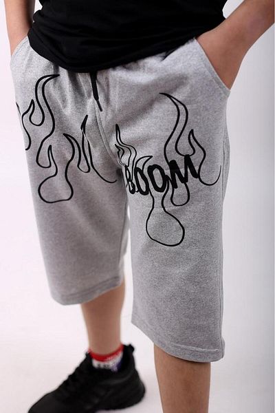 Çiggo Kids Capri/pantaloni scurți/bermude din bumbac pieptănat pentru băieți cu buzunare imprimate cu flacără