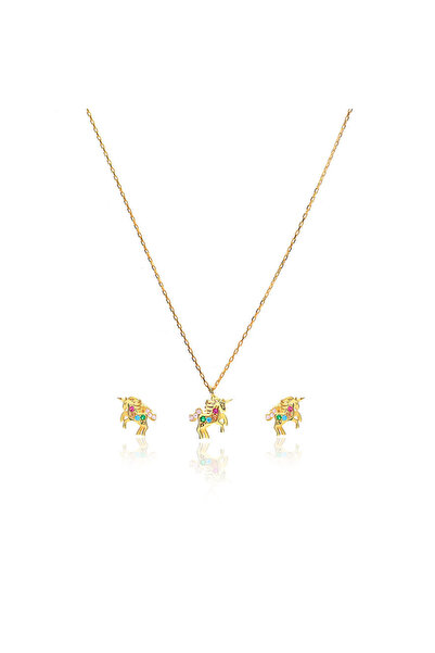 MM Madam&Matmazel Kadın Modası 925 Ayar Gümüş Unicorn Renkli Zirkon Taşlı Güm...