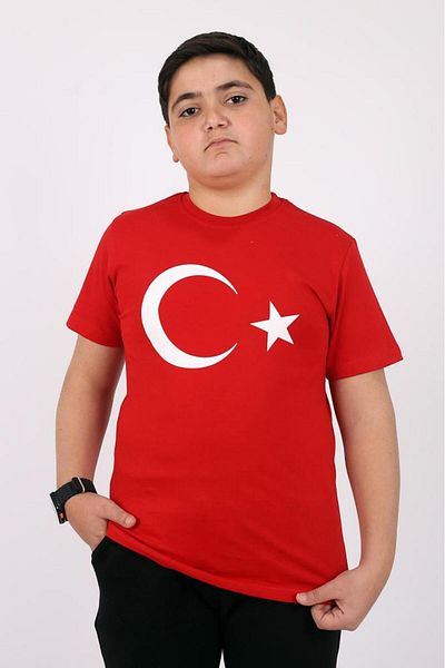 Çiggo Kids Çiko Kids Turkish Flag Cotton Children's T-shirt (UNISEX) 5-13 Years Old