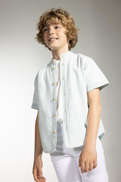 DeFacto Boy's Oversize Jean Short Sleeve Shirt Z5107a623sm