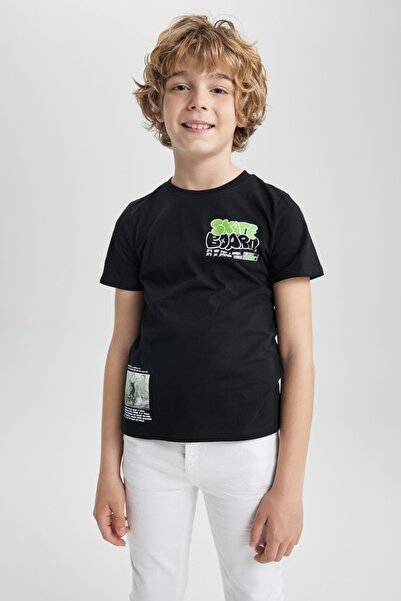 DeFacto Тениска с щампа с кръгло деколте и къс ръкав за момче Z9329a623sm